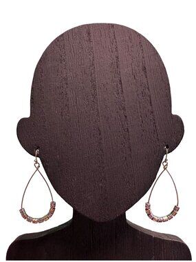 Beaded Teardrop Earrings Lightweight Gold and Silver Tone Lightweight